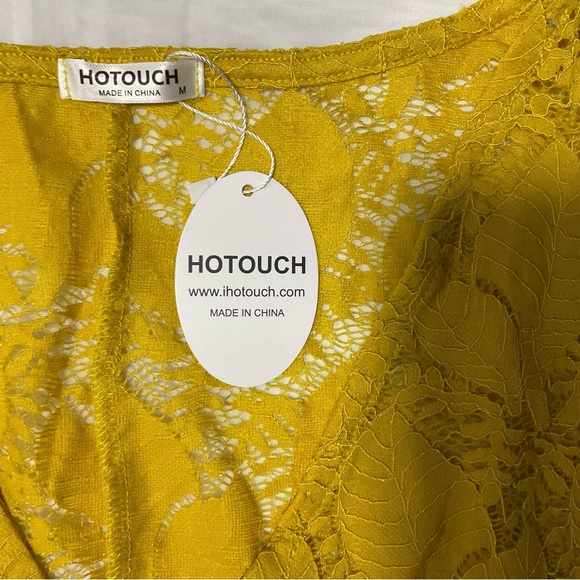 NWT Hotouch Lace Patchwork Floral Pattern Overlay Top V-neck Loose Short Sleeves - Picture 5 of 16